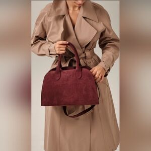 Elegant Burgundy Suede Handbag